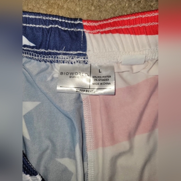 MENS BIOWORLD PATRIOTIC PRINT KNIT PAJAMA / LOUNGE PANTS W/ POCKETS Large NWOT! - Picture 3 of 4